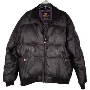 Akademiks Mens Cool Control Zip Up Black Puffer Jacket XL Y2K